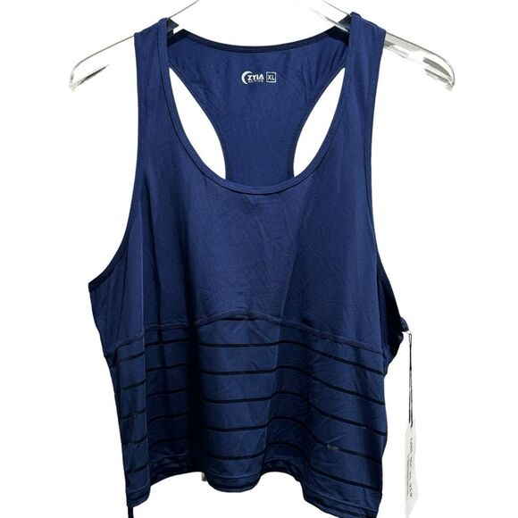 ZYIA Active Havana Cinched Tank Navy XL Workout Racerback Crop NWT - Picture 5 of 11